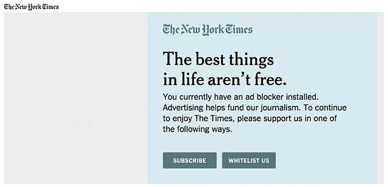 NYT перешел на платную подписку из-за AdBlock