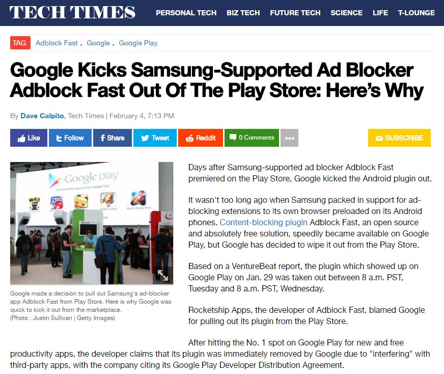 Google удалил AdBlock из Play Store